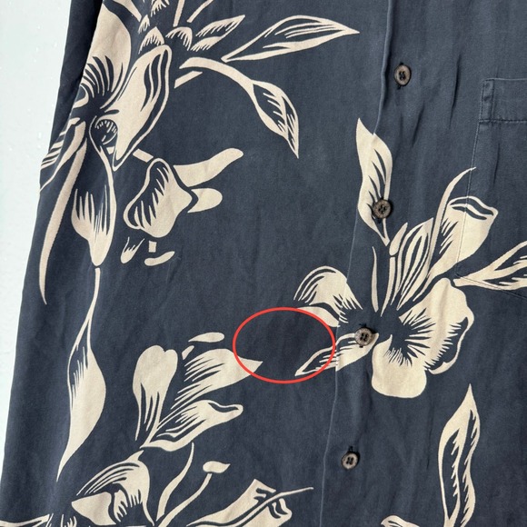 Tori Richard Honolulu Mens Large Silk Floral Hawaiian Aloha Shirt Gray Tan Large - Picture 7 of 10